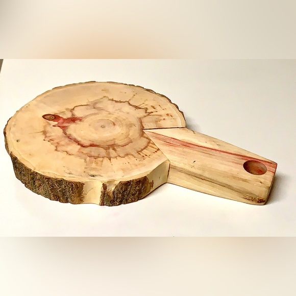 Raw Edge Live Wood Hand Crafted FLAMING BOX ELDER Handled Hot Pot Pad - Picture 3 of 14